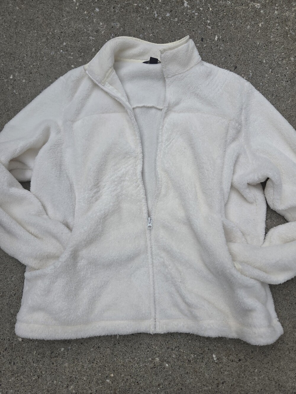 Lands End Womens White Cozy Sherpa Fleece Full-Zip Jacket Size 18-20 XLSuper sof